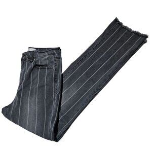 Tinsel Jeans Womens Size 27 Straight Leg Mid Rise Gray Striped Frayed Denim Pant